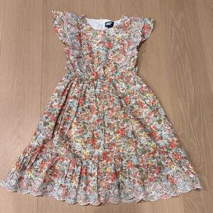 Floral Kids Dress with Lace Trim